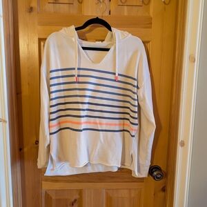 GAP White and Blue Striped Hoodie